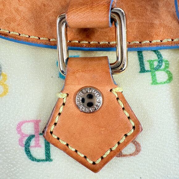 Dooney & Bourke Vintage Multicolor Logo Canvas Leather Satchel 11x5x8 Handbag - Picture 12 of 12